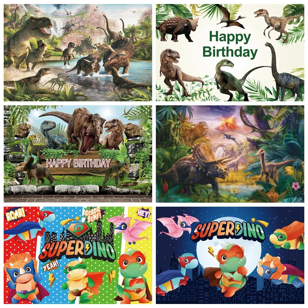 Laeacco Jurassic World Dinosaur Safari Jungle Wild Animal Birthday Party Decor Poster Photo Backdrop Photography Background