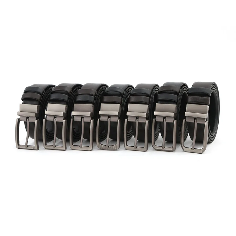 Modern Mens Reversible Waistband Business Casual Belt High Quality Leather Strap Durable Metal Pin Buckle Fashion Accessory
