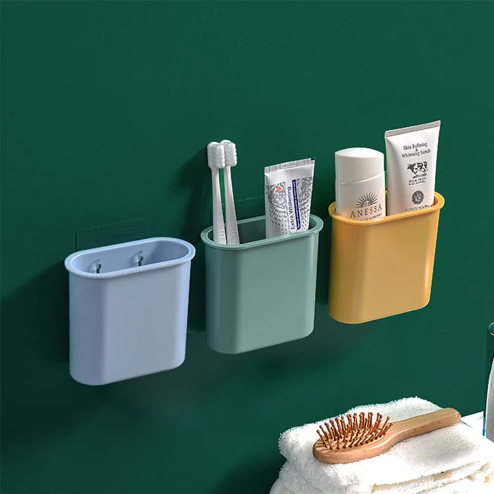 Plastic Toothbrush Holder Stand Black/Transparent/Grey Storage Box Tooth Brush Holder Household Bathroom Shelf Kitchen