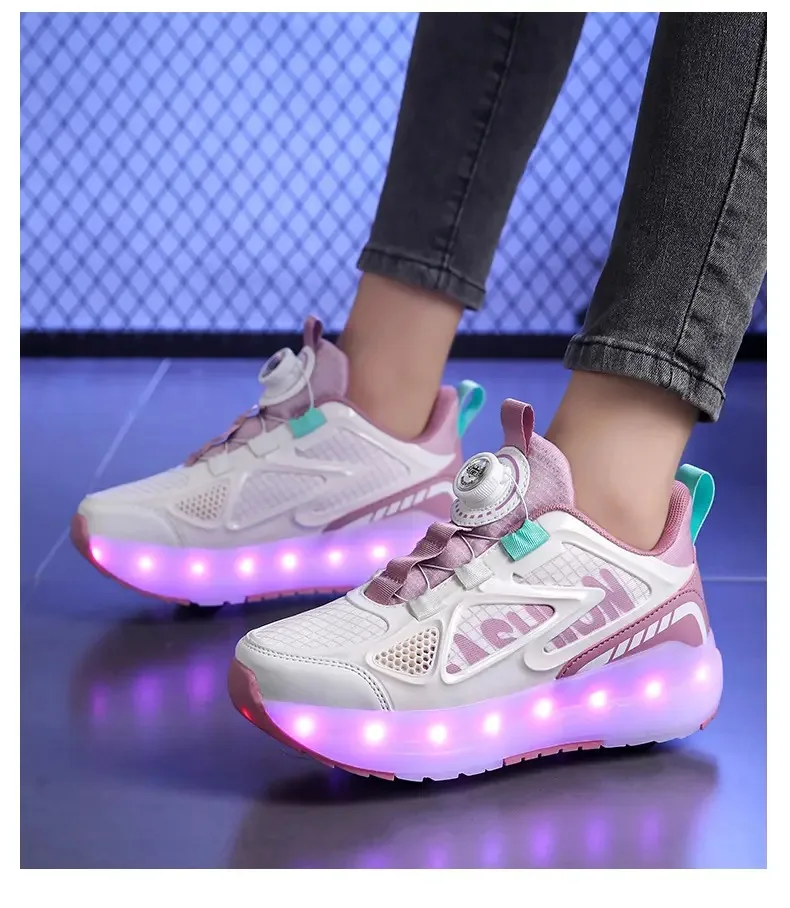 新しい光るアイスシルク四輪ローラースケート、屋外用子供用キッズスニーカー、女の子用キッズシューズ