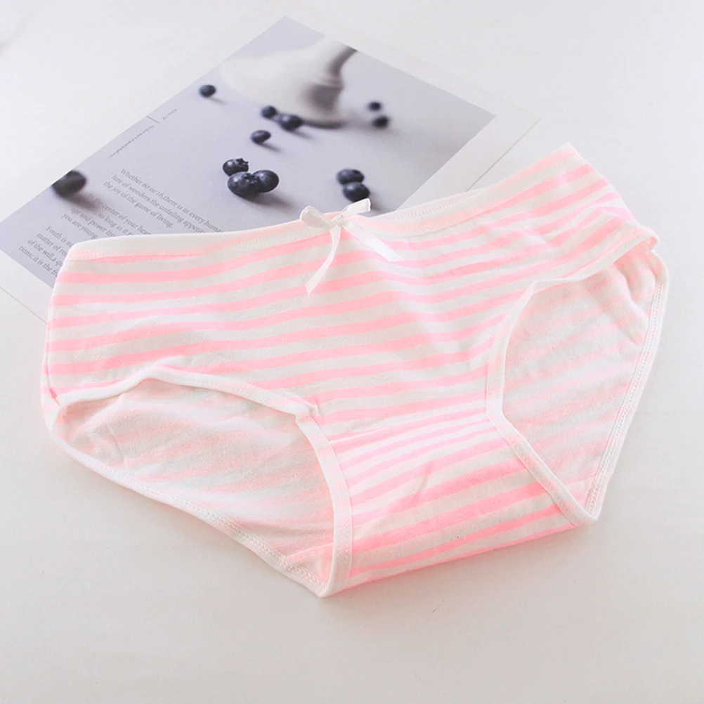 

6 Pcs Cotton Female Underwear Women Triangle Briefs Striped Bowknot Elastic Shaping Hip Comfortable Breathable Ladies Lingerie