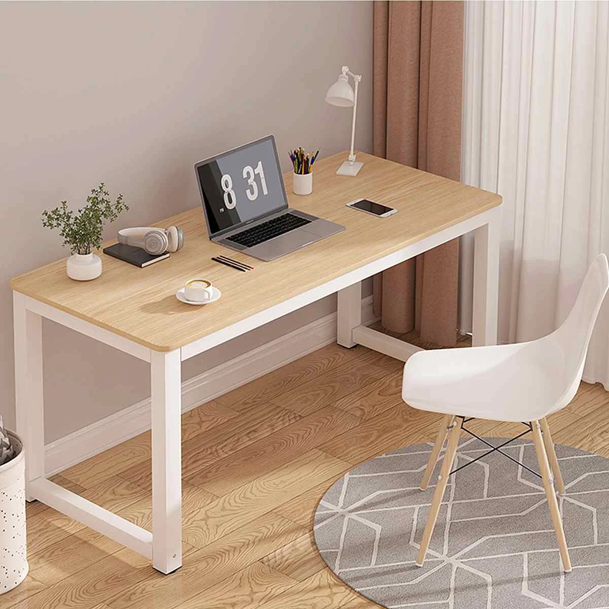 110 x 60cm Modern Office Desk Computer Table Laptop Study Table Metal Steel Frame Easy Assemable Home Office Workstation