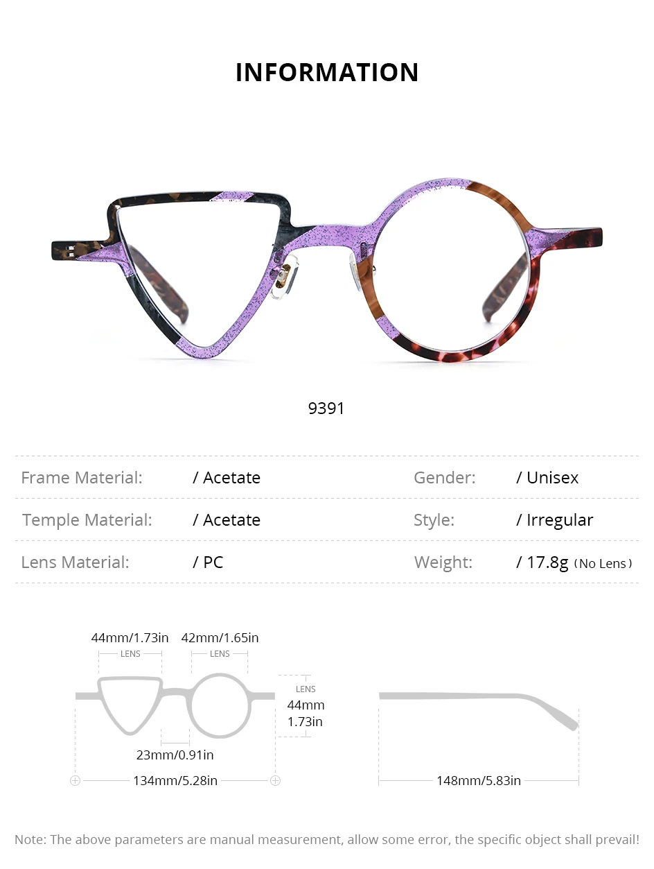 HEPIDEM Acetat-Brillen, Herren, Retro, rund, quadratisch, rhombisch, Brillengestell, Damen, Nerd, Vintage, japanische Brillen, 9386 – Detail 11