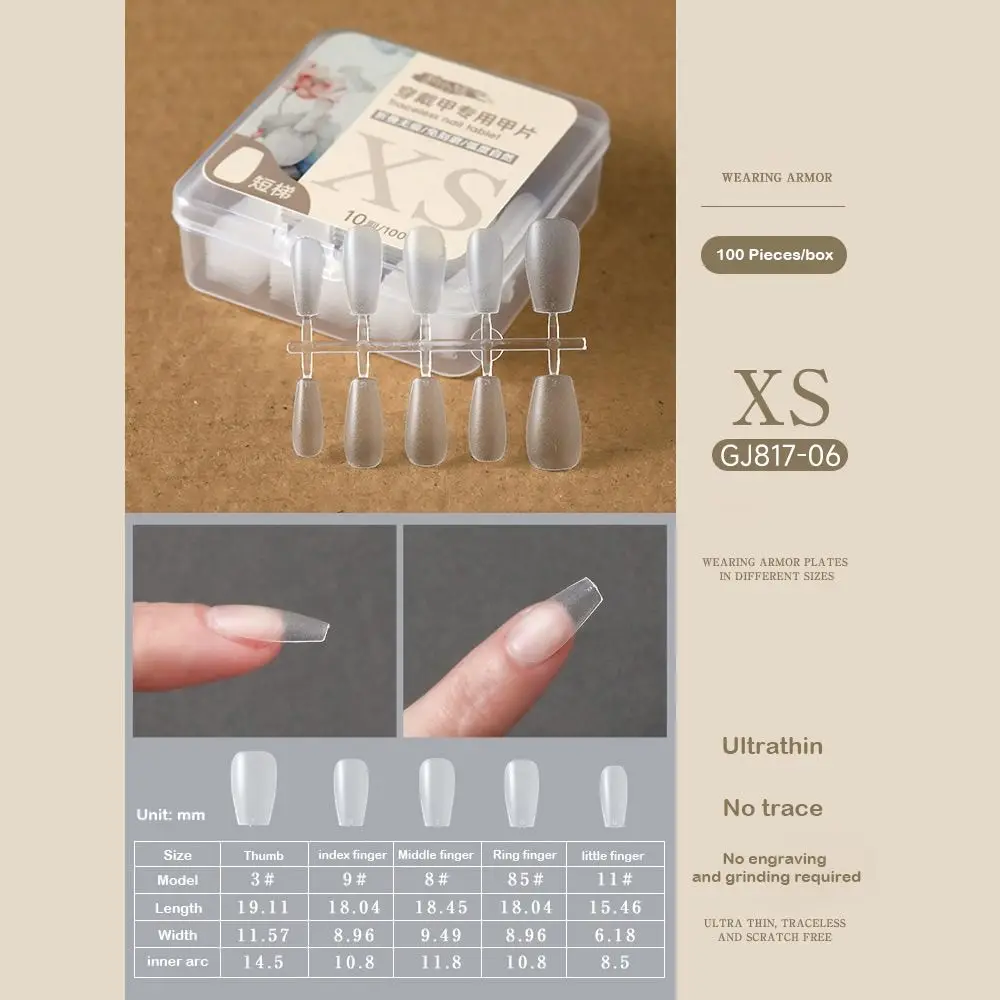 100 PCS/Box Fake Nail Tips Matte Finish Medium Short Design False Nails No Polishing Extension Clear Fake Nail Tips