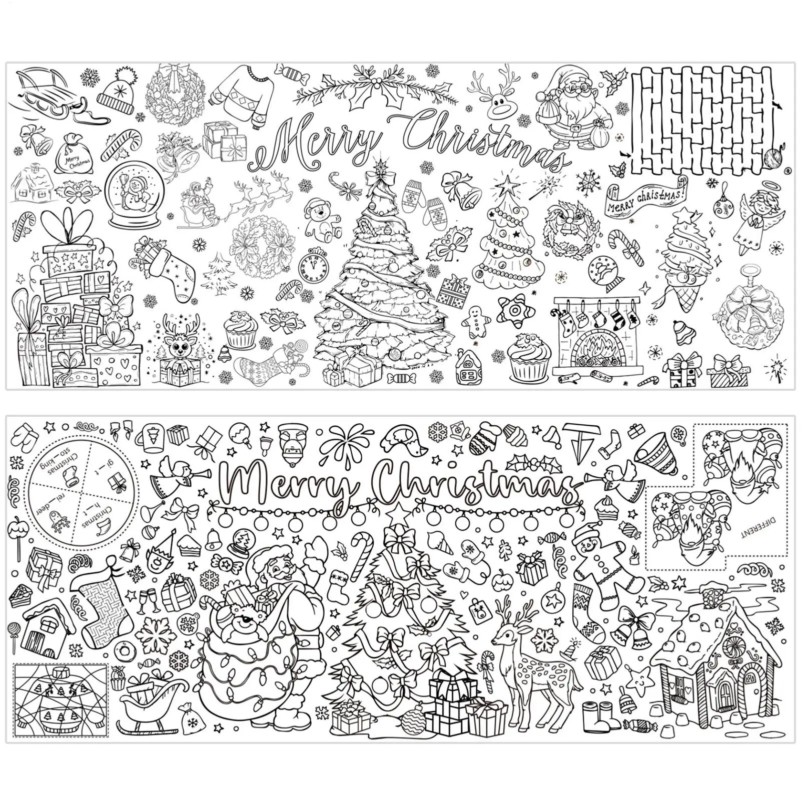 Póster para colorear gigante de Navidad, pancarta artística para garabatos en blanco, mantel, manualidades navideñas para niños, pancarta grande para colorear de papel, regalos