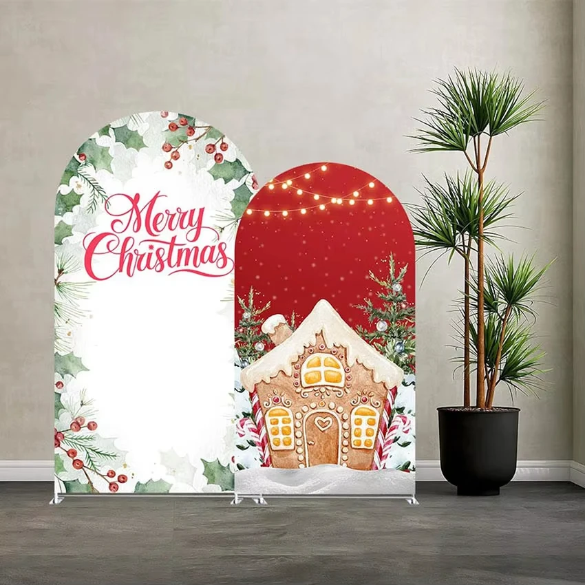 VIKAMA Weihnachtsbogen-Hintergrundabdeckung, weihnachtliches Thema, dekorativer Fotografie-Hintergrund, Panel, Bogen-Hintergrundrahmen