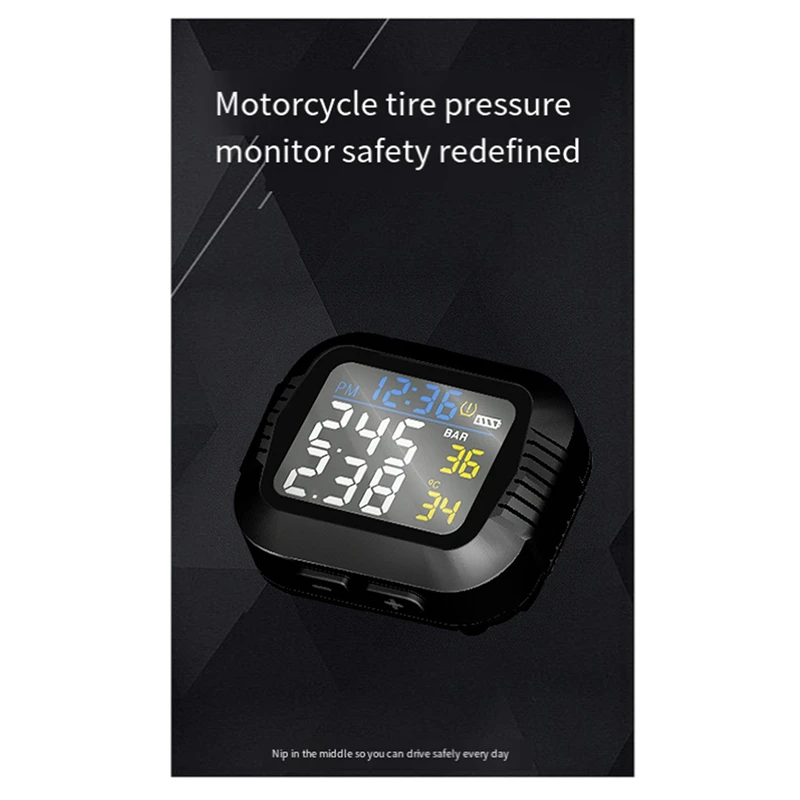 Motorcycle Tire Pressure Monitoring System Infrared Sensor With 2 External Sensors Moto Tyre Pressure Monitoring System