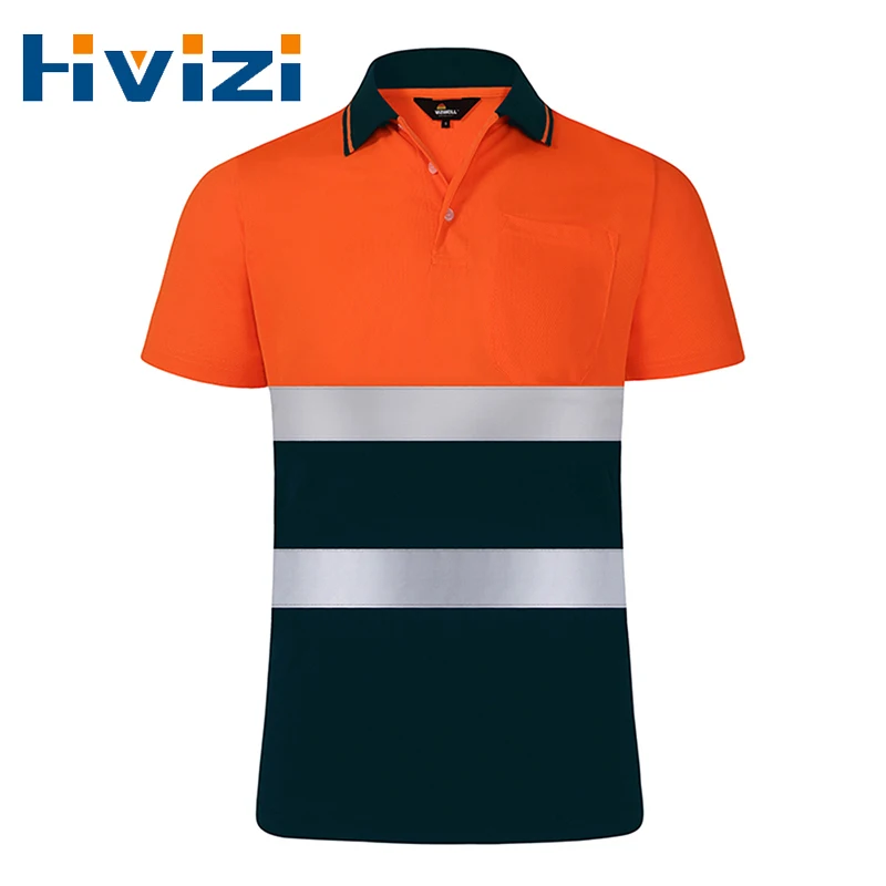 Reflective Shirt Men for Work Short Sleeve Hi Vis T-shirt Polo High Visibility Safety Work Shirts for Men