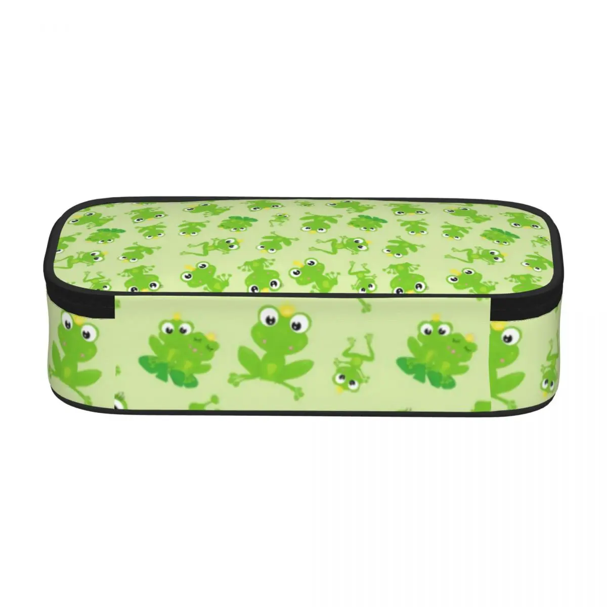 Cute Frog Pencil Case Green Animal Print College For Child Zipper Pencil Box Retro Multi Function Pen Pouch