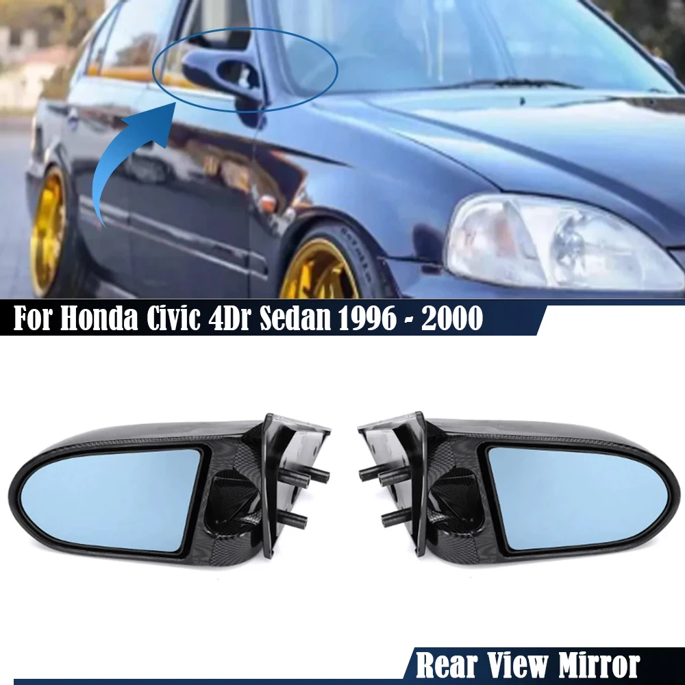 

2Pcs Adjustable Car Manual Door Wing Spoon Style Side Rear View Wing Side Mirror Assembly For Honda Civic Sedan 4Dr 1996 - 2000