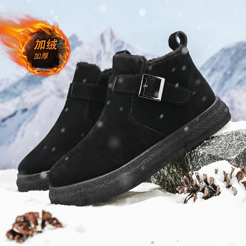 Chic Outdoor Slip-On Snow Boots Polished Seam Reduce Friction, Waterproof Traction Sole Light Plush Warm for Outside Activities