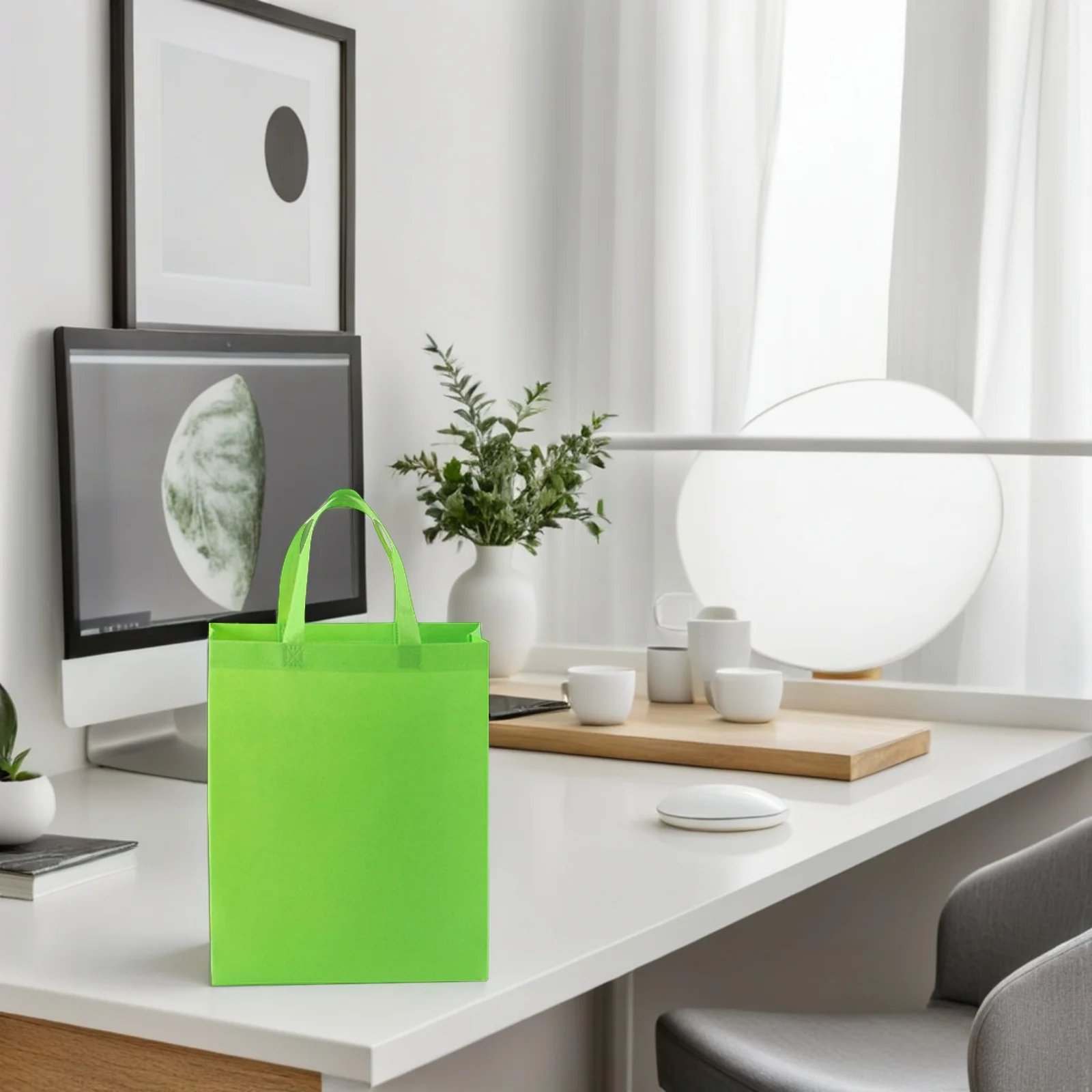 

30Pcs Eco-Friendly Non-Woven Tote Bags Shopping Bags 10 Colors Reusable Foldable Grocery Retail Storage Handbags