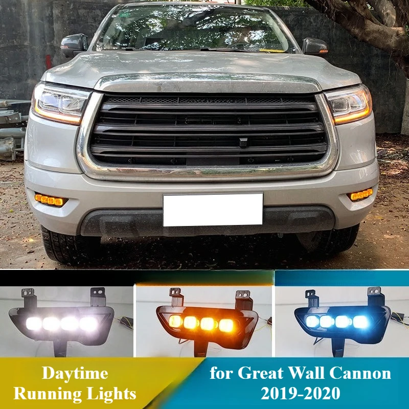 

для пушки Great Wall ‌ GWM POER 2019-2020 Автомобильные светодиодные дневные ходовые огни Поворотники DRL Передний бампер Противотуманные фары 12 В Дневные фонари