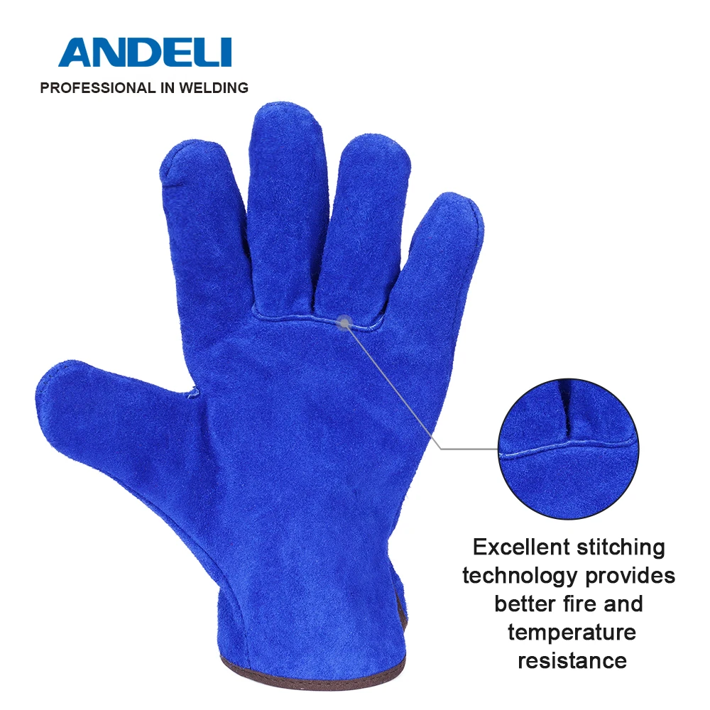 ANDELI 1 Pair Fireproof Durable Welder Gloves Wear-resistant Anti-Heat Work Safety Gloves For Welding Metal Hand Tools