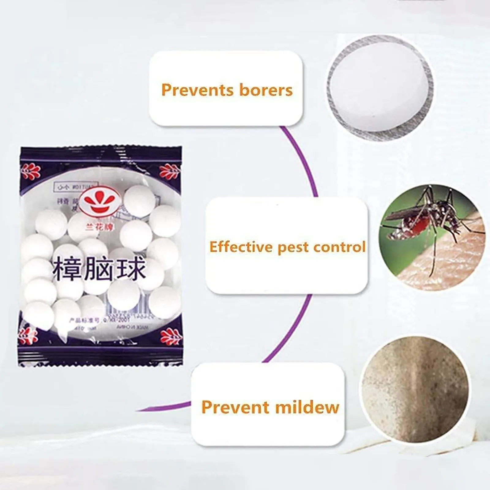 Moth Balls Natural Camphor Balls Wardrobe Anti-Mite Anti-Mite Ball Insect-Proof Shoes Deodorant Pest Mite Control Tool