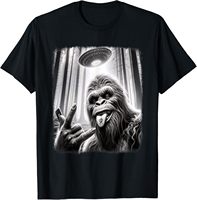 Sasquatch selfie Bigfoot Rock UFO Alien Funny T-shirt Funny print shirt unisex clothing