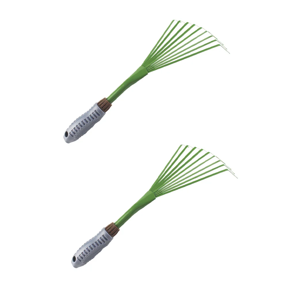 

2Pcs Iron Garden Rake Durable H Tool Pet Feces Cleaning Yard Lawn Farm Work NonSlip H 9Teeth Design Weed Leaf Removal