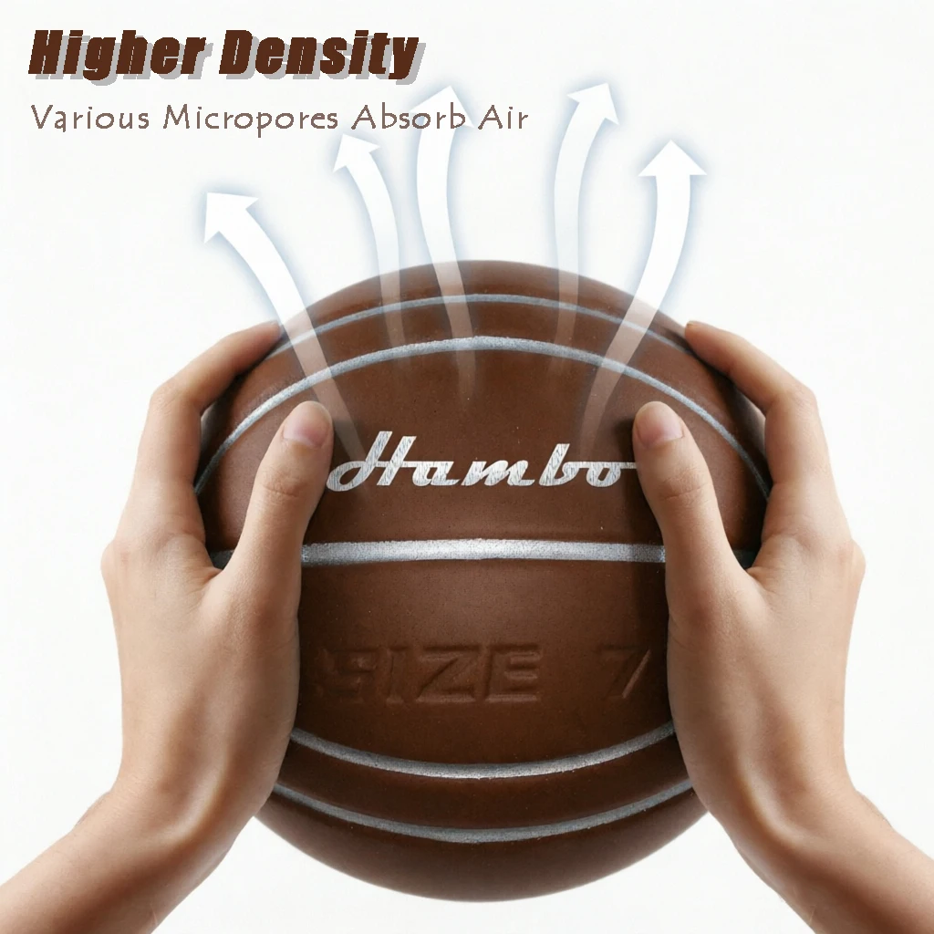 Balón de Baloncesto Silencioso de Espuma sin Aire para Interiores, 600G-Talla 7 para Hombres, 450G-Talla 6 para Mujeres/Adolescentes, 350G-Talla 4 para Niños, para un Drible Silencioso