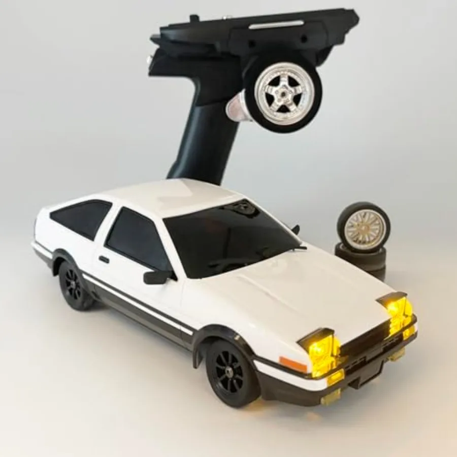 LDRC 1/18 RC Drift Car for indoor/outdoor drifting and racing, aluminum alloy chassis, black-red color scheme, gyro-stabilized