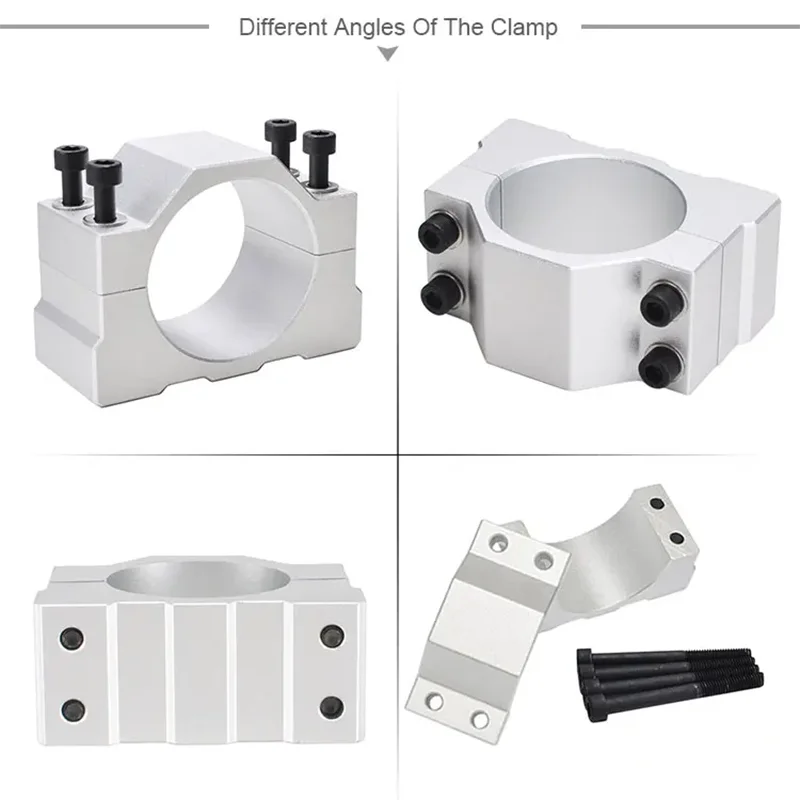 Aluminium CNC Spindle Clamp Holder Inner Diameter 52mm Z Axis Router Mount Bracket 300W 500W 600W Spindle Fixture For CNC Router