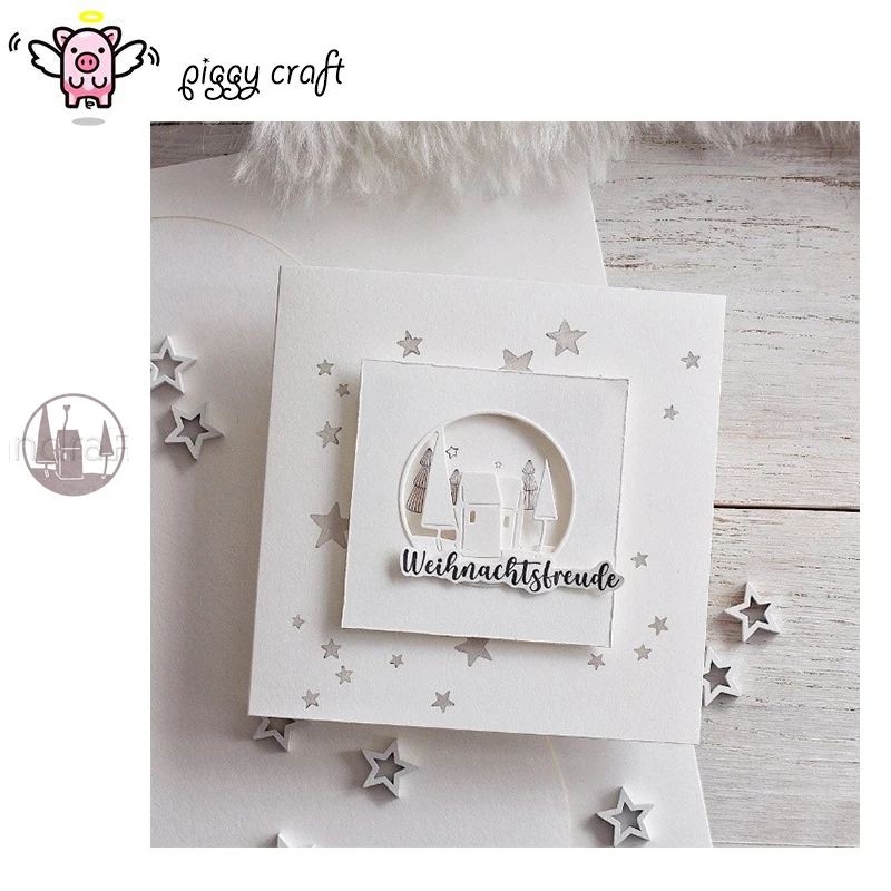 Piggy Craft Metall-Stanzformen, geschnittene Form, Weihnachtshaus, Baum, Ring, Sammelalbum, Papier, Basteln, Messerform, Klingenstanzer, Schablonen