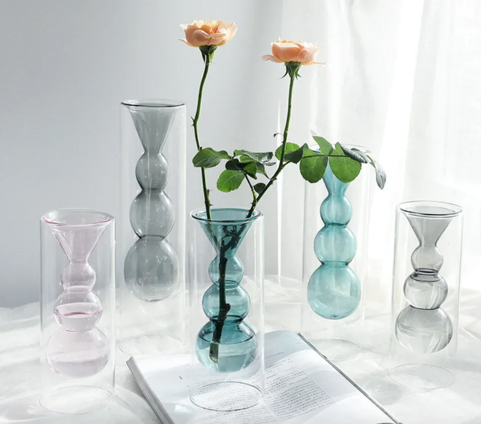 Drop shipping Hot selling Nordic ins net red test tube transparent glass vase wholesaler floral home living room glass vase