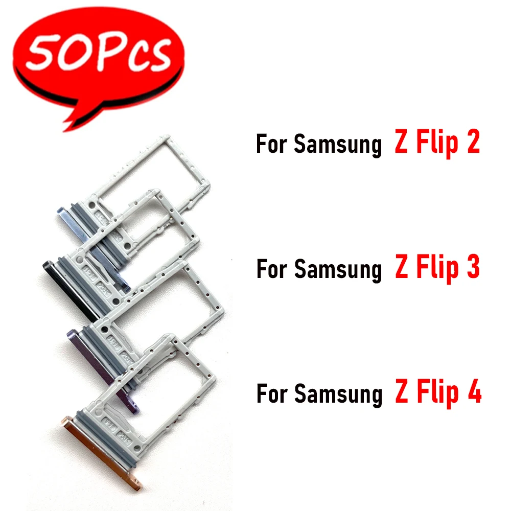 50Pcs，NEW SIM Card Holder Tray chip slot drawer Holder Adapter Socket Accessories For Samsung Z Flip 2 3 5G 4 Dual Card