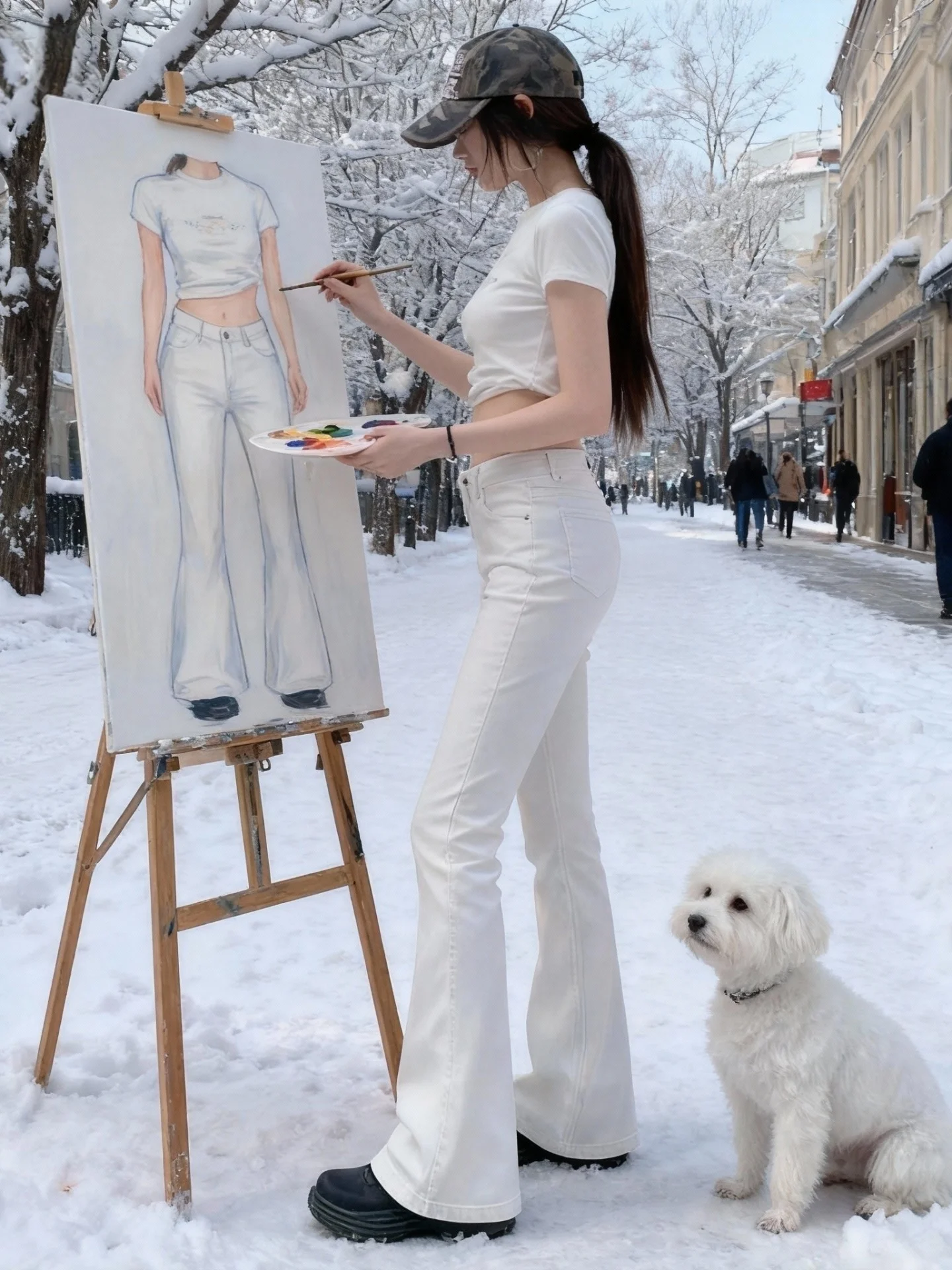 

Расклешенные джинсы на подкладке Fce, женские зимние эластичные утягивающие прямые брюки больших размеров, повседневные джинсовые брюки с высокой талией