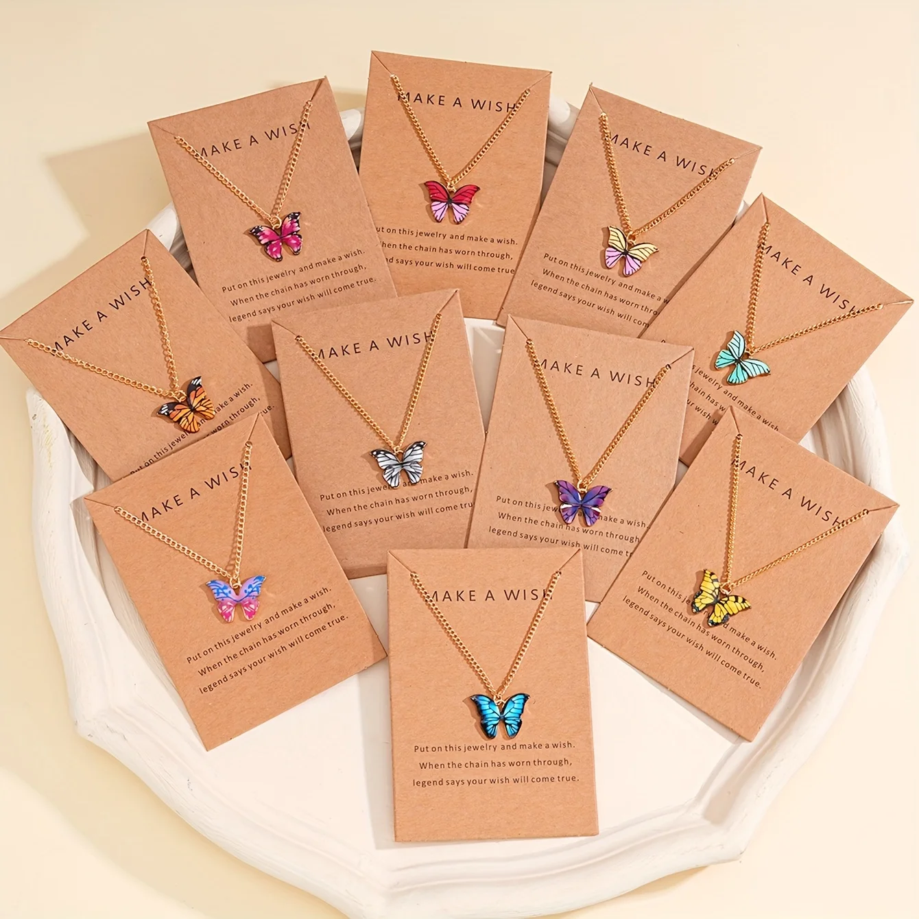 10 قطع/مجموعة قلادة على شكل فراشة ملونة للسيدات أنيقة عتيقة للارتداء اليومي وإعطاء الهدايا ورمضان وجميع المواسم #1