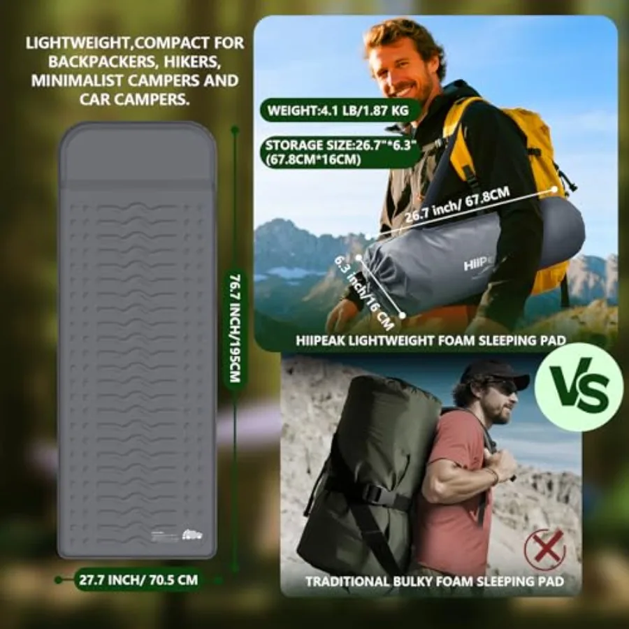 وسادة نوم رغوية معزولة سميكة 3 بوصة مع وسادة لحقيبة الظهر والمشي لمسافات طويلة 9.5 قيمة مرتبة للتخييم للسيارة