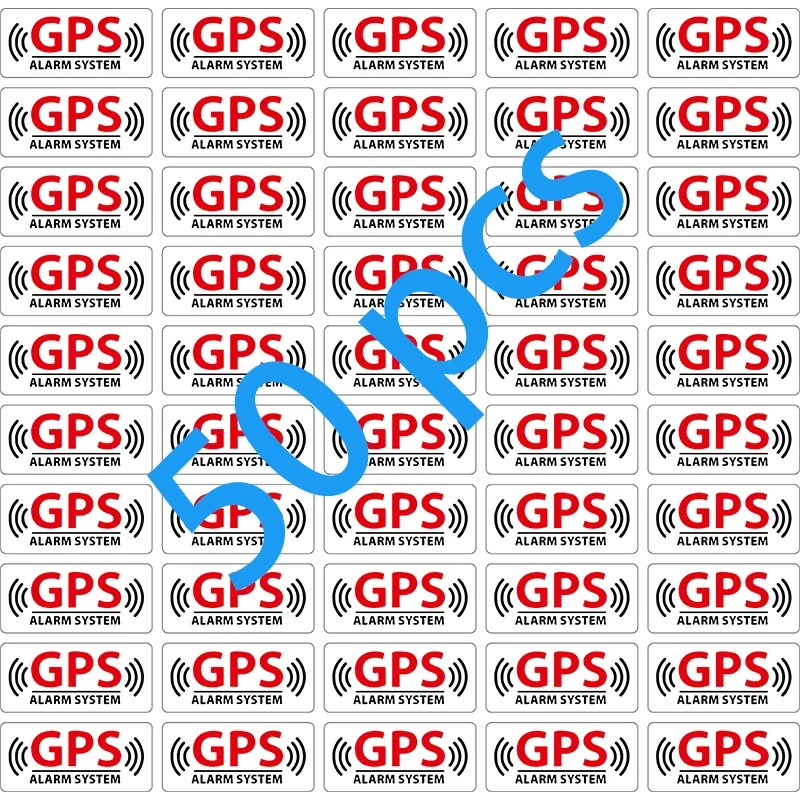 Car Stickers 50 Pieces Gps Alarm Systtm Products Sticker Personality, Sunscreen and Waterproof Exterior Parts Cover Scratches