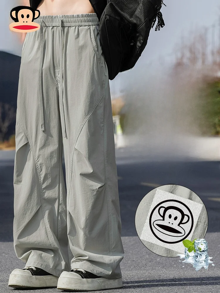 

PaulFrank Qui Dry Ice Silk Men's Summer Thin Loose Paratrooper Casual Pants American Trendy Brand Straight Leg Loose Fit