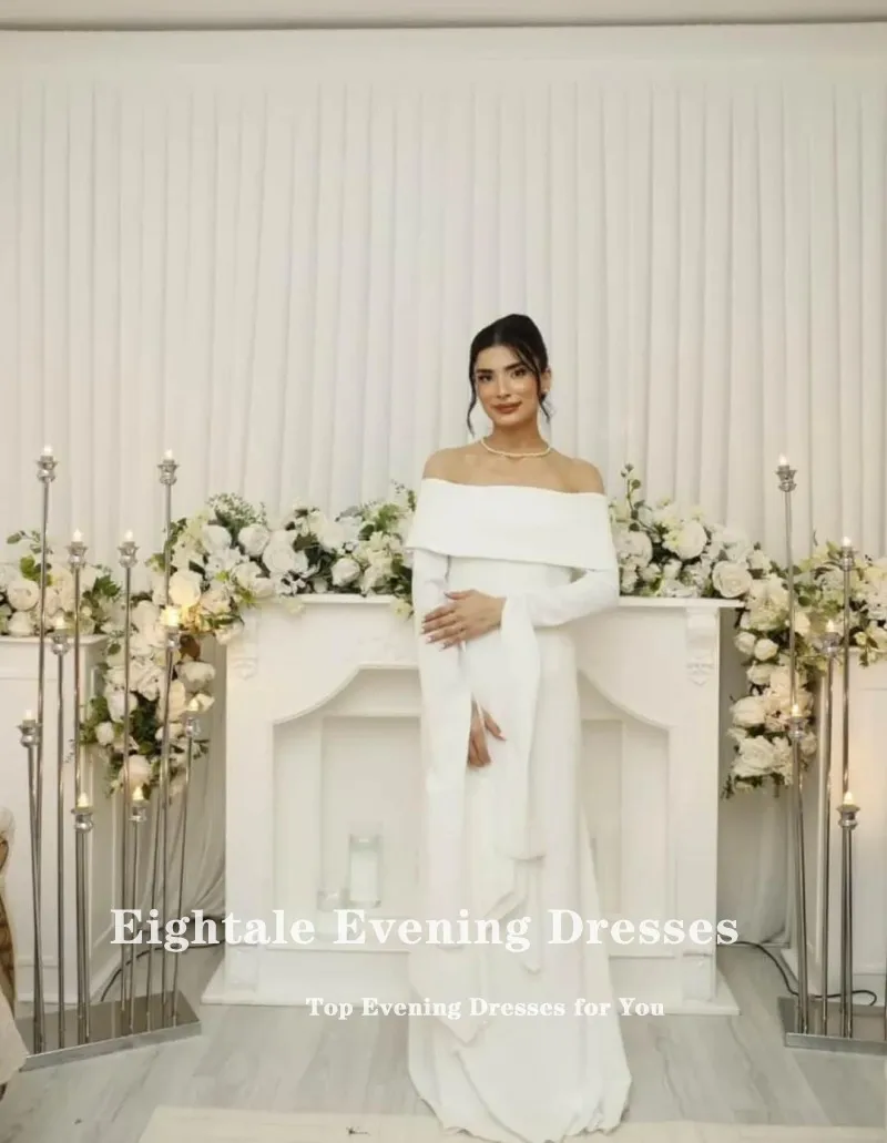 Eightale アラビアのウェディングドレスカスタマイズされたオフショルダーアイボリーマーメイド長袖ブライダルドレス Vestidos デノビア