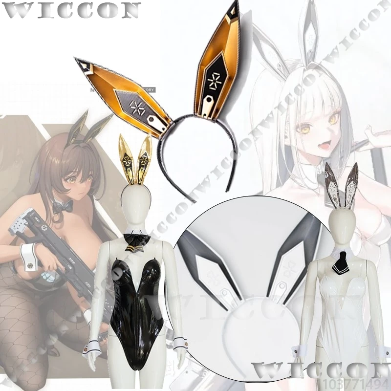 

Blanc Noir Game NIKKE：The Goddess of Victory Cosplay Bunny Girl Black White Jumpsuit Rabbit Ear Headwear Prop Girl Cos Halloween
