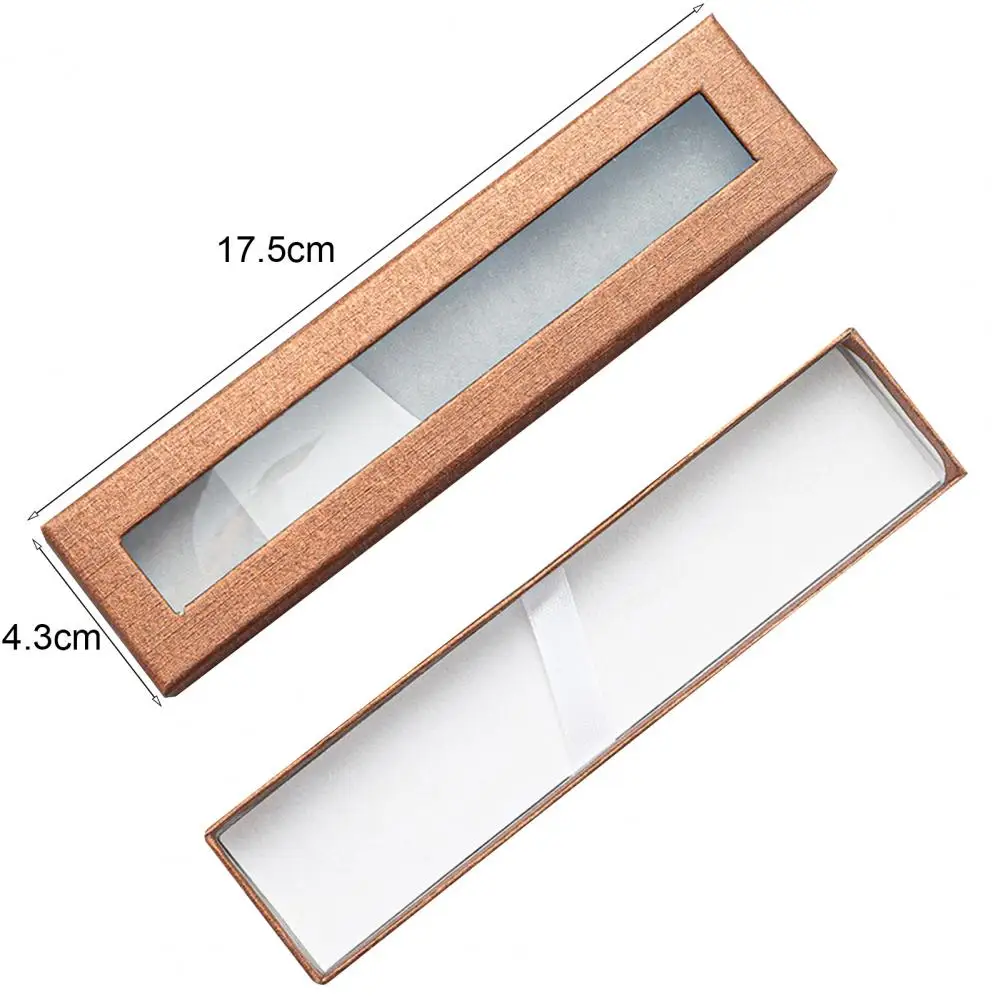 1pc Transparent Window Business Office Paper Gift Pen Box Children Birthday Gift School Stationery Cardboard Pen Box