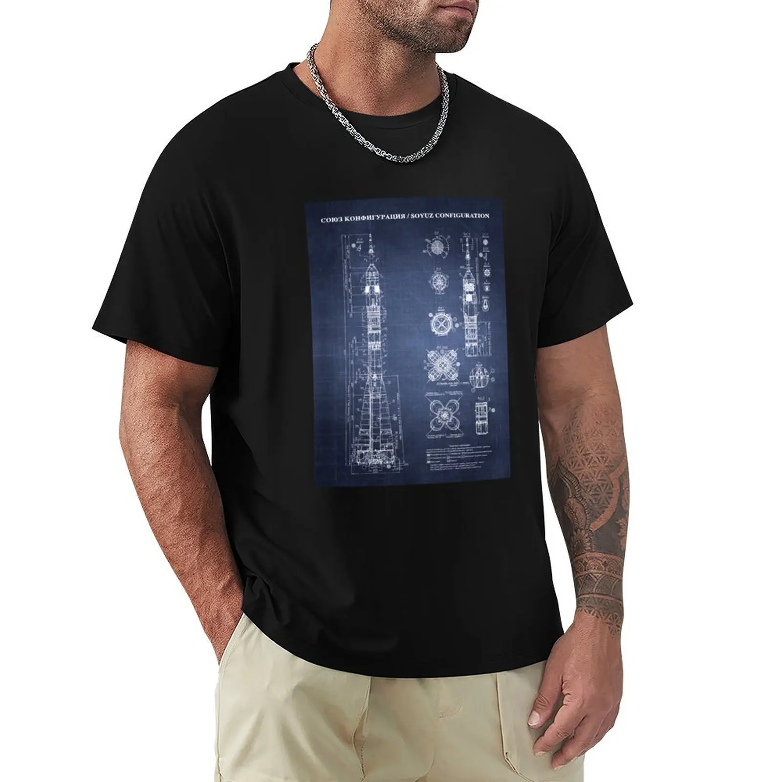

Soyuz Blueprint in High Resolution (dark blue) T-Shirt Casual Holiday Short Sleeve Tee