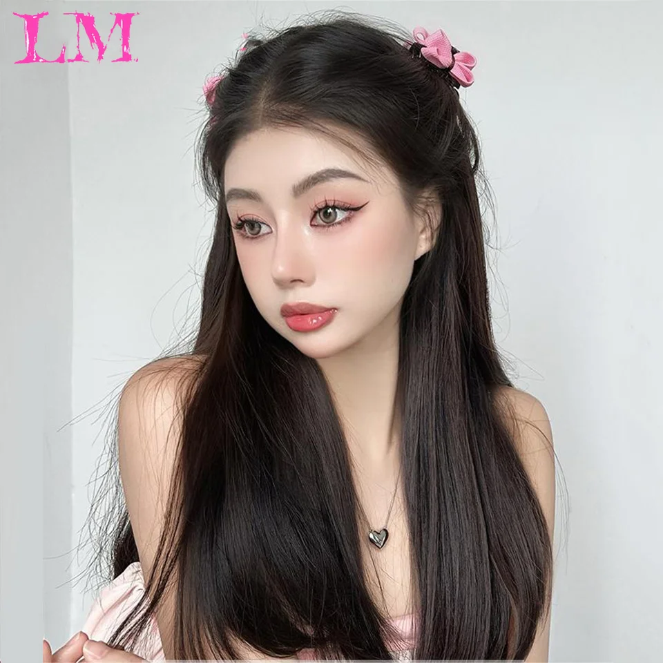 

LM Women's V-Shaped Long Hair Extension Synthetic Wig Layered Hair Extension Hair Pad Fluffy Top Increase Hair Volume