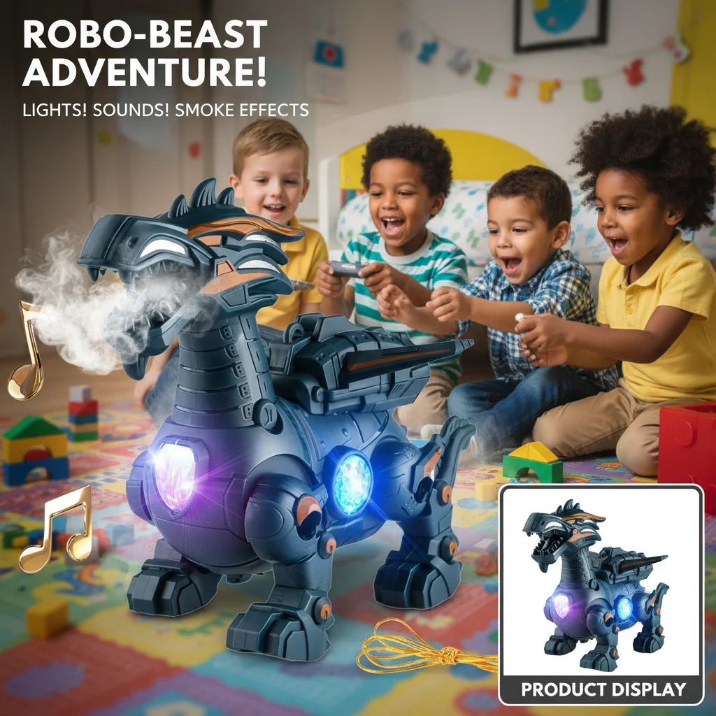 

Creative Cartoon Dinosaur Leash Toddler Toys Electric Light-up Music Children's Birthday Gift Interactive Walking Leash Dinosaur