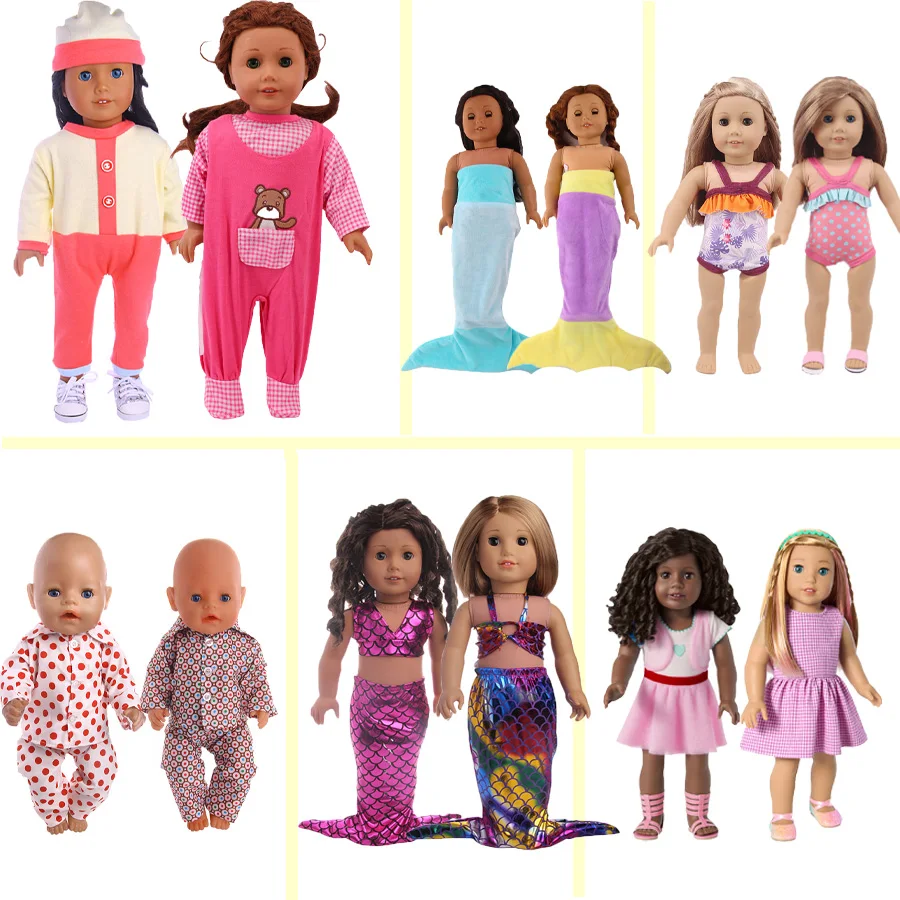 Adecuado para muñecas de 18 pulgadas, muñecas de 43cm, muñecas Reborn, accesorios de ropa, varias ropa, faldas, pantalones, regalos para niños