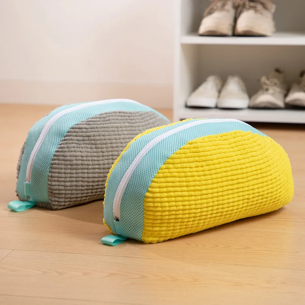 

Portable Shoe Laundry Bag Zipper Shoe Storage Washing Shoes Bag Polyester Nylon Reusable Shoe Plush Wash Bag for Washing Machine