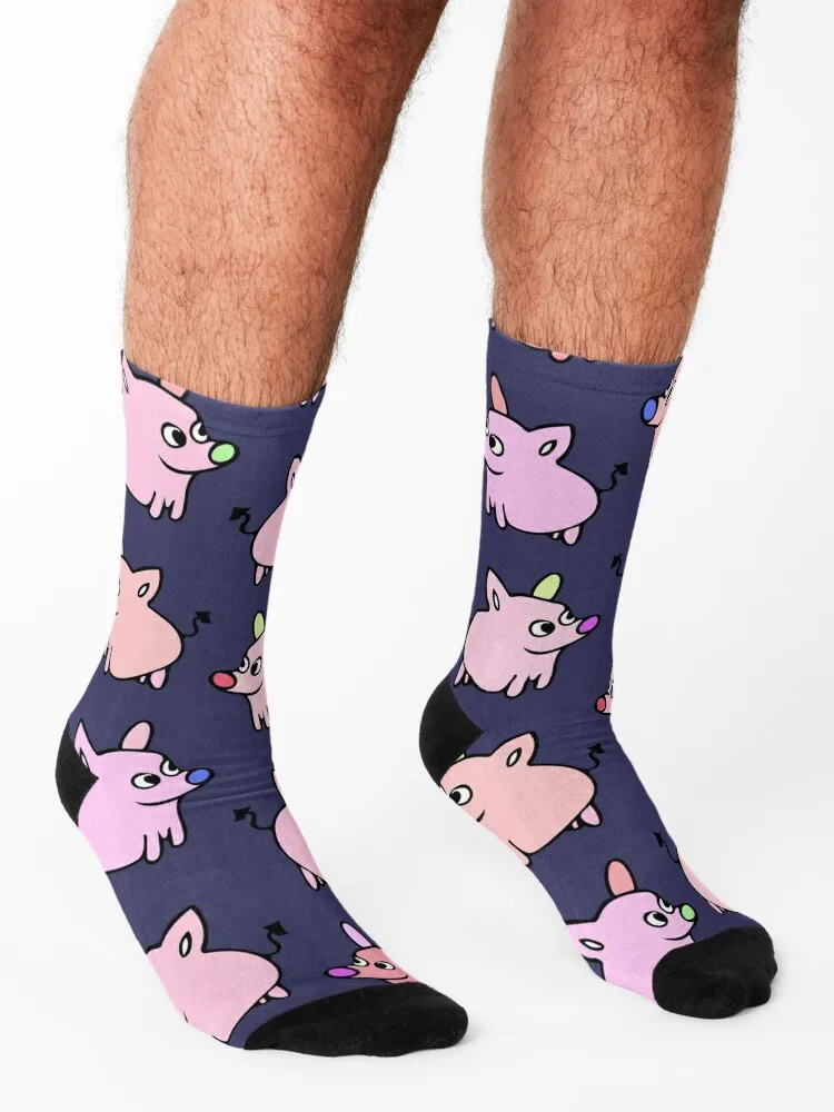 Cute and Colorful Pig Pattern (navy blue) Socks set Run tennis sports stockings Girl'S Socks Men's
