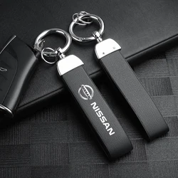 1/2Pcs Car Styling Metal Leather Keychain Key Pendant Keyrings Gifts For Nissan Nismo X-trail Qashqai J10 Note Juke Sentra Leaf