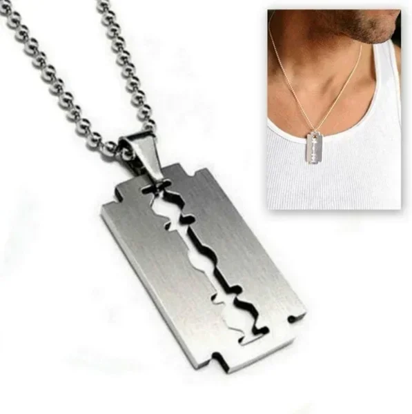 Delysia King Shaving Blade Pendant  Stainless Steel Hip Hop Necklace for men