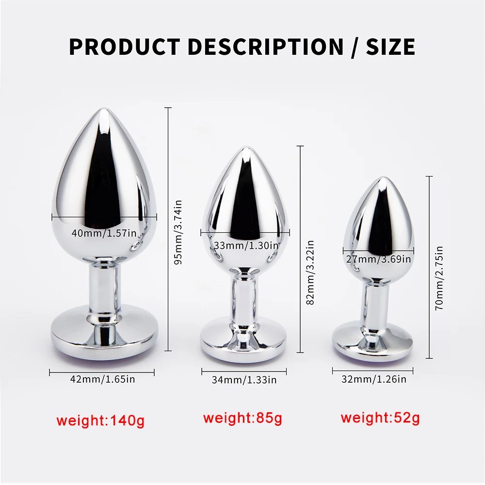 3 Sizes Anal Plug Mini Round Smooth Metal Stainless Steel Crystal Butt Plug Stimulator Smaller Sex Toys For Women Men Anus Plugs