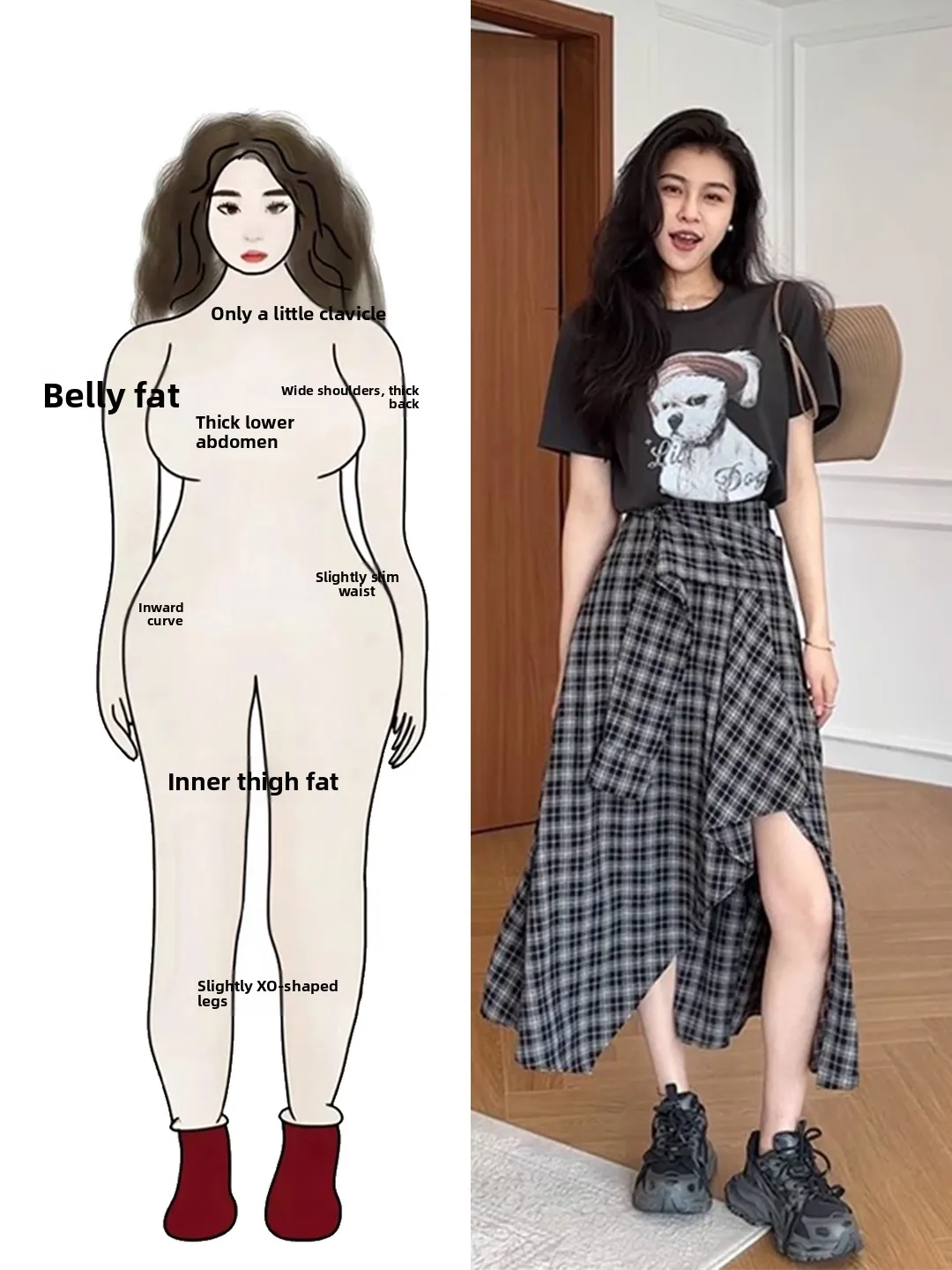 

Summer Fashion plus Size Women's T-Shirt Top And Plaid Skirt Set Casual High Waist Shorts Outfit Polyester round Neck Short S...