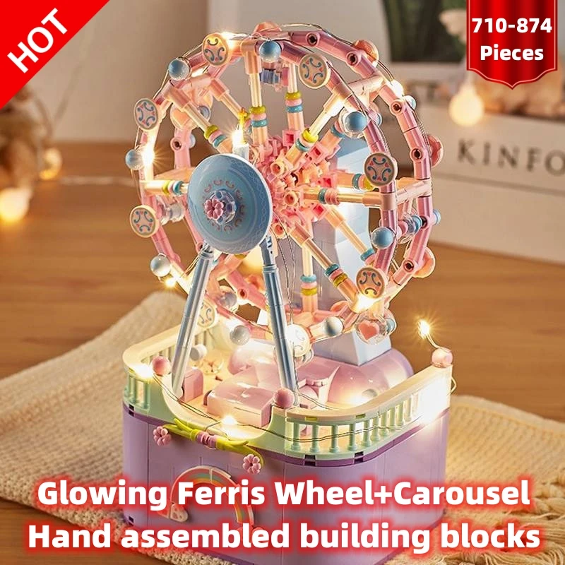 

Mini Blocks Friends Amusement Park Ferris Wheel Carousel Pirate Ship Building DIY Bricks Toys for Girls festival Kid gift Toy