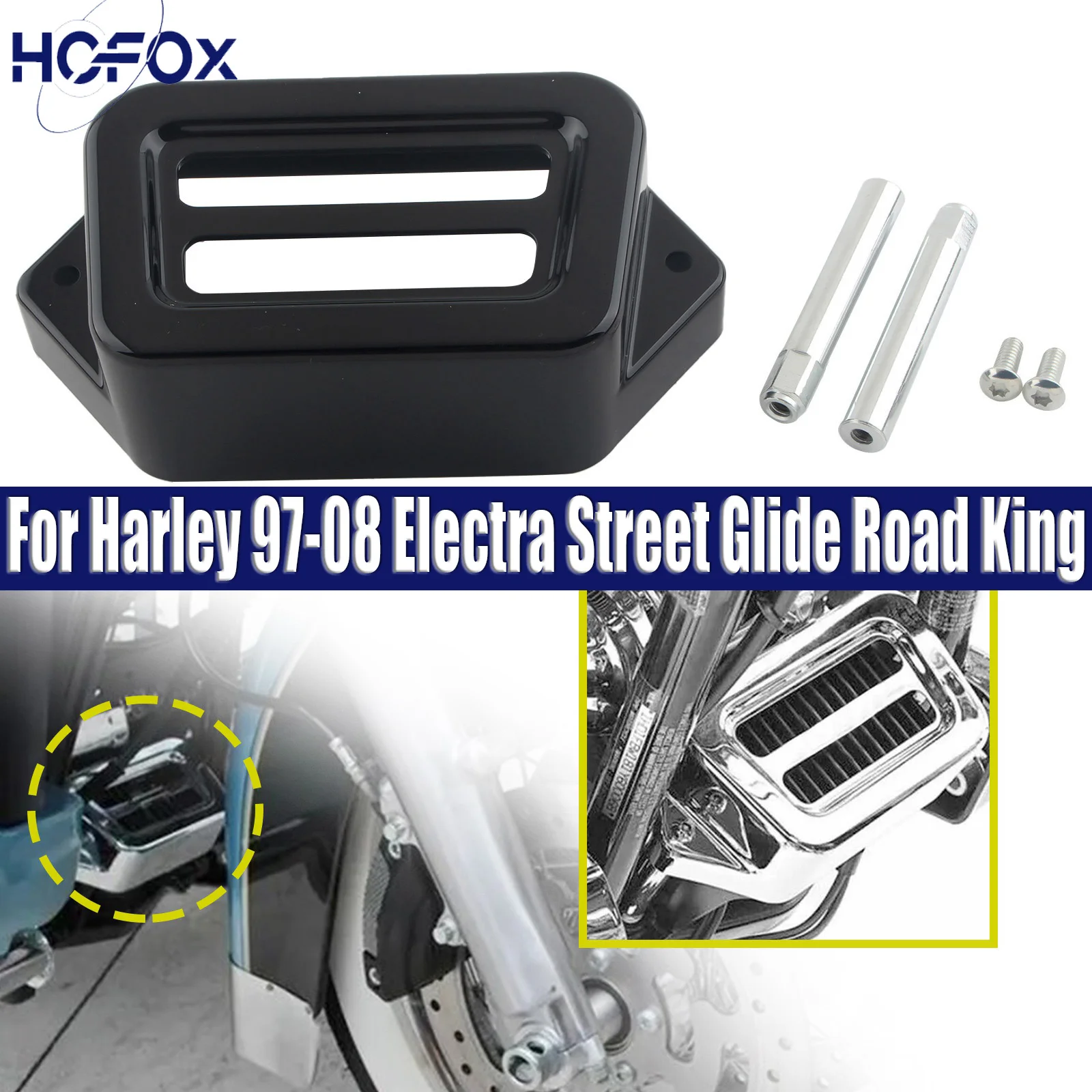 

Black ABS Plastic Voltage Regulator Cover Protector Chin Spoiler For Harley 1997-2008 Electra Street Glide Road King