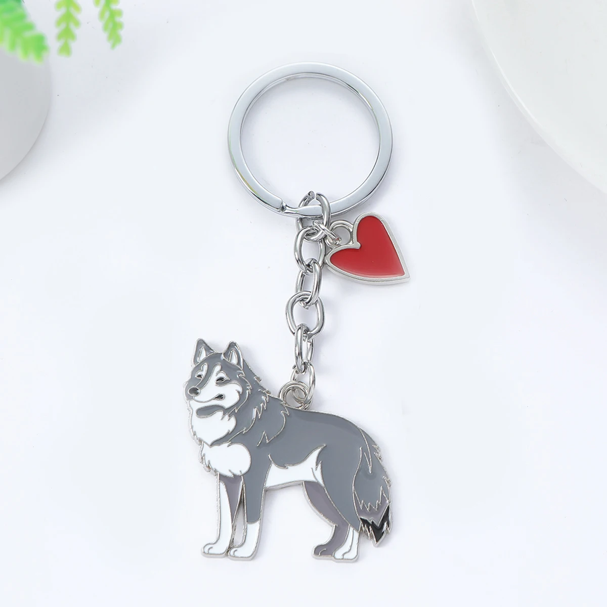 I LOVE Alaska Husky Dog Keychain Cute animal Cartoon dog Keychain dog Gift For woman Man Jewelry