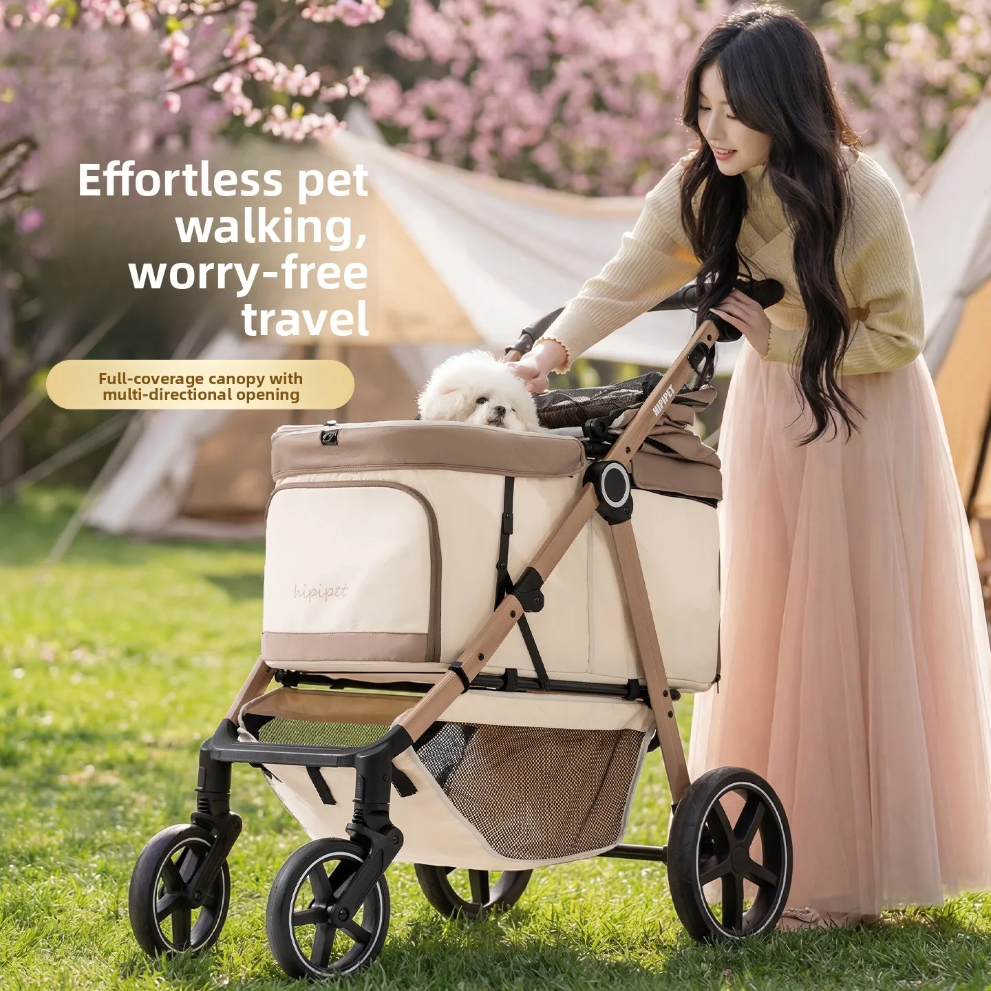 

Pet Multifunctional Cart Go Out Portable Cart Elderly Dog Puppy Foldable Separation Medium Cat and Dog Supplies