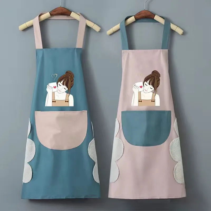 Charming Cartoon-Print Waterproof & Oil-Resistant Apron for Cooking - Perfect Kitchen Gadget for Home, Restaurants